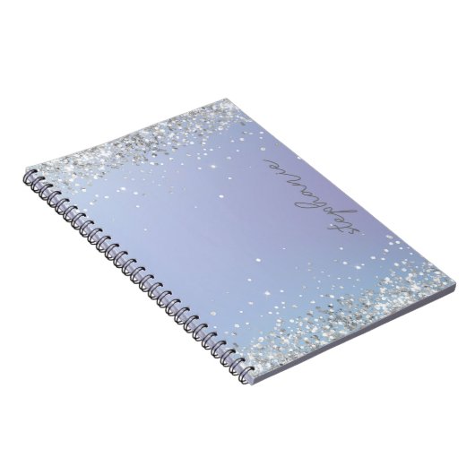 Blue Silver Glitzer Custom Notizblock (Rechte Seite)