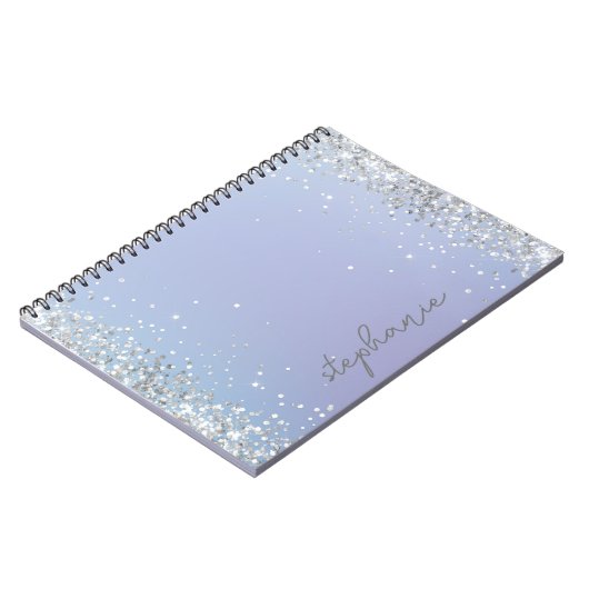 Blue Silver Glitzer Custom Notizblock (Linke Seite)