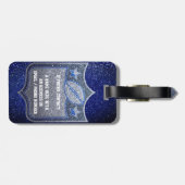 Blue & Silver Glitzer Football Player Team Spirit Gepäckanhänger (Rückseite horizontal)