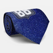 Blue & Silver Glitzer Football Player Team Spirit Krawatte (Gerollt)