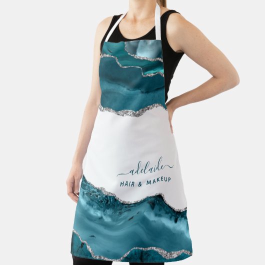 Blue Silver Glitzer Moderne Kunst Agate Schürze (InSitu)