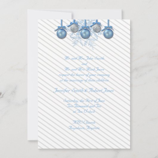 Blue Silver Glitzer Ornaments Hochzeitsreise Einladung (Vorderseite)
