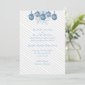 Blue Silver Glitzer Ornaments Hochzeitsreise Einladung (Stehend Vorderseite)