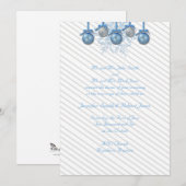 Blue Silver Glitzer Ornaments Hochzeitsreise Einladung (Vorne/Hinten)