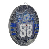 Blue & Silver Glitzer School Football Team Sports Dartscheibe (Vorderseite Links)