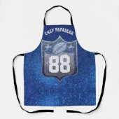 Blue & Silver Glitzer School Football Team Sports Schürze (Vorderseite)