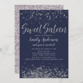 Blue Silver Glitzer Sweet 16 Einladung (Vorne/Hinten)