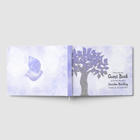 Blue & Silver Glitzer Tree Gästebuch (Voll)