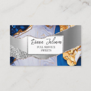 Blue Silver Glitzer Women's DIY Beauty Visitenkarte