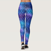 Blue & Silver Glitzern Dragon Scales Leggings (Rückseite)