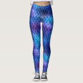 Blue & Silver Glitzern Dragon Scales Leggings (Vorderseite)