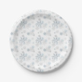 Blue Silver Grau Winter Wonderland Snowflake Pappteller (Vorderseite)