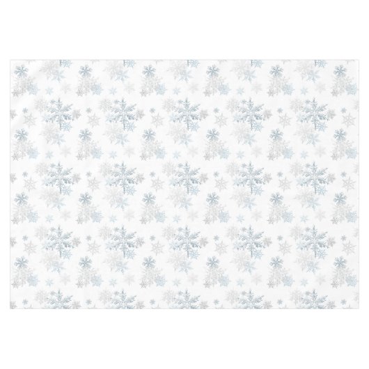 Blue Silver Gray Icy Snowflake Winter Wonderland Tischdecke (Vorderseite (Horizontal))