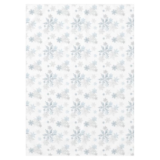 Blue Silver Gray Icy Snowflake Winter Wonderland Tischdecke (Vorderseite)