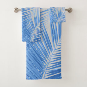 Blue Silver Gray Palm Blätter Traum #1a Badhandtuch Set