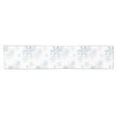 Blue Silver Gray Snowflake Winter Wonderland Kurzer Tischläufer (Horizontal)