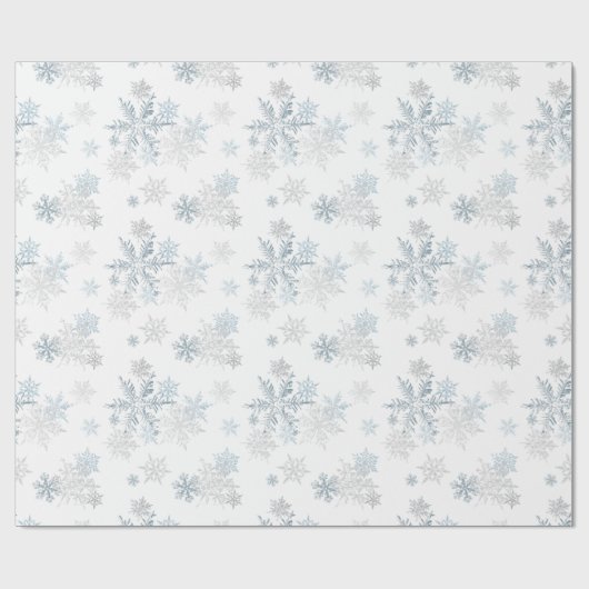 Blue Silver Gray Snowflake Wonderland Geschenkpapier (Flach)