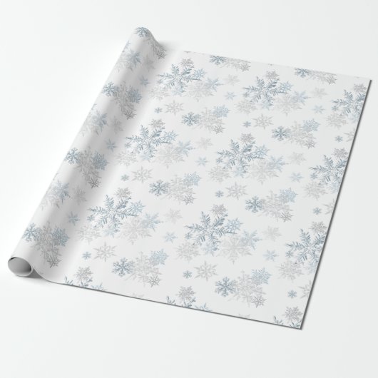 Blue Silver Gray Snowflake Wonderland Geschenkpapier (Ungerollt)