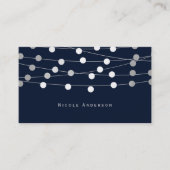 Blue Silver Gray String Lights Modern Chic Glam Visitenkarte (Vorderseite)