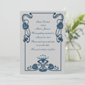Blue Silver Grey Floral Wedding Save the Date Einladung (Stehend Vorderseite)