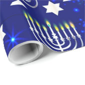 Blue & Silver Hanukkah Menorah Geschenkpapier (Rolleneckpunkt)
