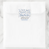 Blue Silver Happy New Year 2023 Square Sticker (Tasche)
