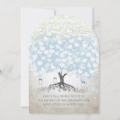 Blue & Silver Heart Leaf Tree Woodsy Boho Wedding Einladung (Rückseite)