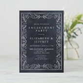 Blue Silver Holly Weihnachts-Engagement Party Einladung (Stehend Vorderseite)