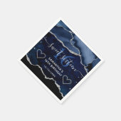 Blue & Silver Imitats Glitzer Agate Marble Sweet 1 Serviette (Ecke)