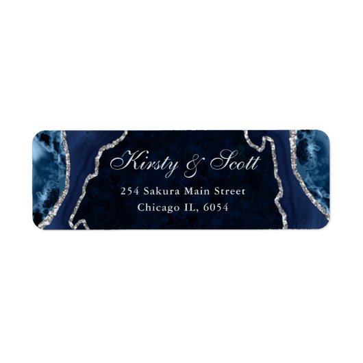 Blue & Silver Imitats Glitzer Agate Wedding-Adress (Vorne)