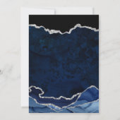 Blue & Silver Imitats Glitzer Marble Agate Wedding Save The Date (Rückseite)