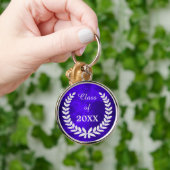 Blue Silver Laurel Wreath Abschluss Schlüsselanhänger (Hand)