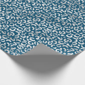Blue Silver Leopard Print Geschenkpapier (Ecke)