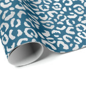 Blue Silver Leopard Print Geschenkpapier (Rolleneckpunkt)