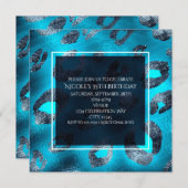 Blue & Silver Leopard Print Party Einladungen (Vorne/Hinten)