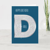 Blue Silver Letter D Karte (Vorderseite)