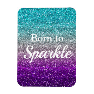 Blue Silver Lila Glitzer Geboren zu Sparkle Luxus Magnet