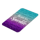 Blue Silver Lila Glitzer Geboren zu Sparkle Luxus Magnet (Linke Seite)