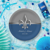 Blue Silver Lilie Pappteller (Party)