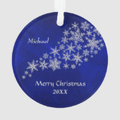 Blue Silver Male Tennis Player Ornament (Rückseite)