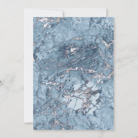 Blue Silver Marble Bat Mitzvah Einladung (Rückseite)