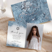 Blue Silver Marble Bat Mitzvah Vielen Dank Dankeskarte