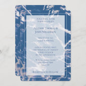 Blue Silver Marble Elegante Wedding Einladung (Vorne/Hinten)
