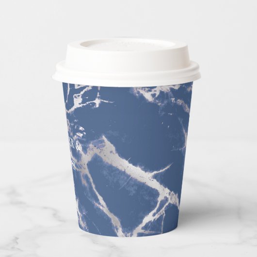 Blue Silver Marble Wedding Pappbecher (Links)