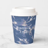 Blue Silver Marble Wedding Pappbecher (Vorderseite)