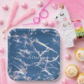 Blue Silver Marble Wedding Pappteller (Party)