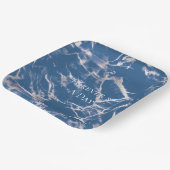 Blue Silver Marble Wedding Pappteller (Gewinkelt)