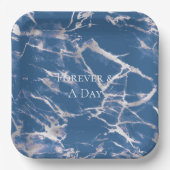 Blue Silver Marble Wedding Pappteller (Vorderseite)