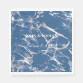 Blue Silver Marble Wedding Serviette (Vorderseite)