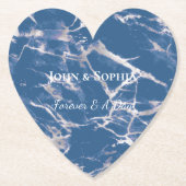 Blue Silver Marble Wedding Untersetzer (Vorderseite)